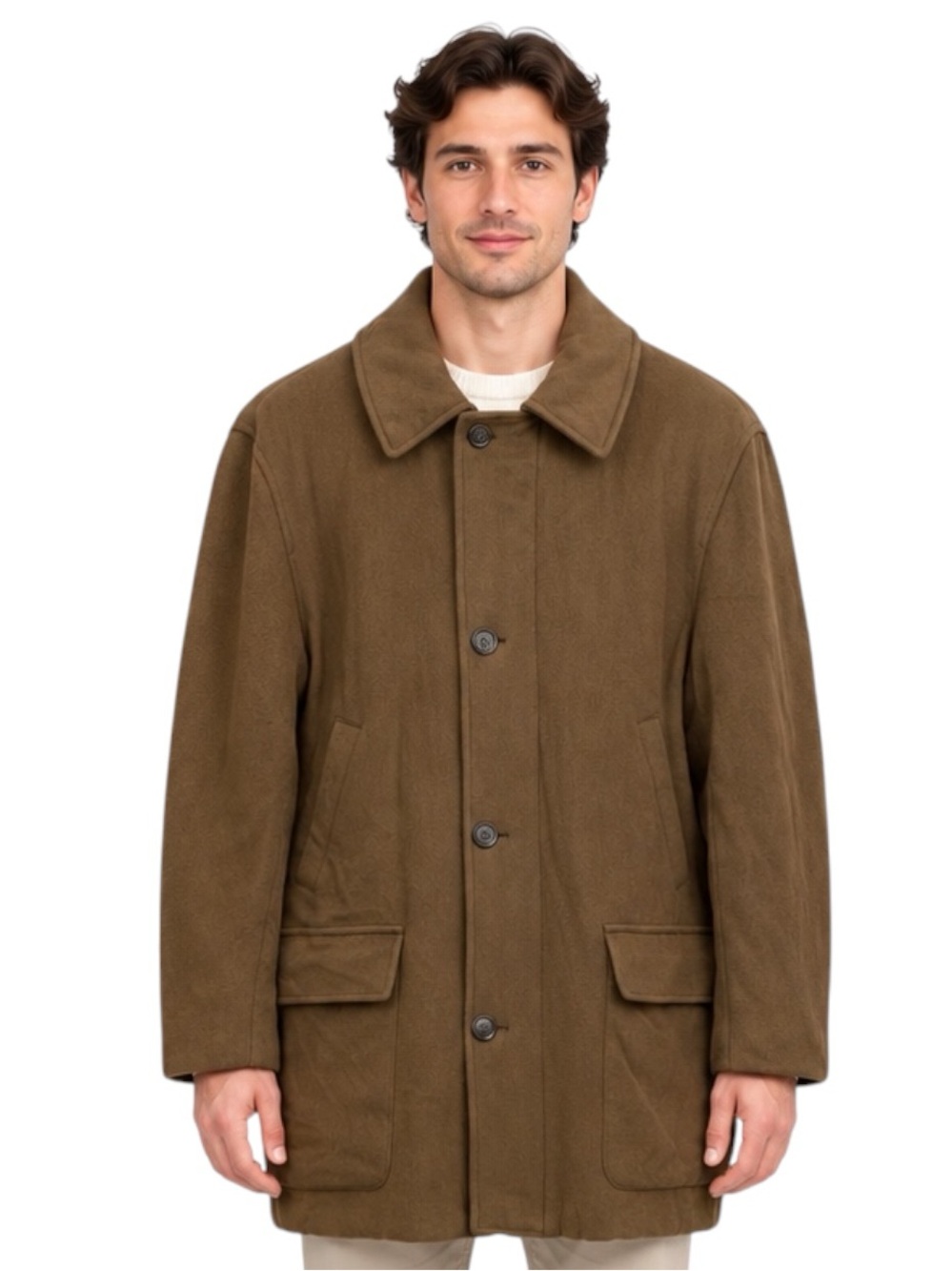 Nautica Men’s Brown 100% Wool Button Front Coat Size 42R